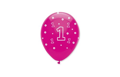 1 Jaar Ballonnen Meisje - 6 stuks - 30 cm