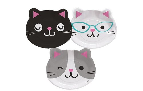 Purr-fect Party Borden Poezenkop - 8 stuks - 23 cm