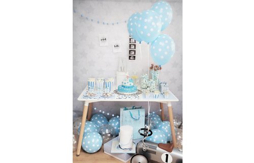 Polka Dots Ballonnen Lichtblauw met Witte stippen - 6 stuks