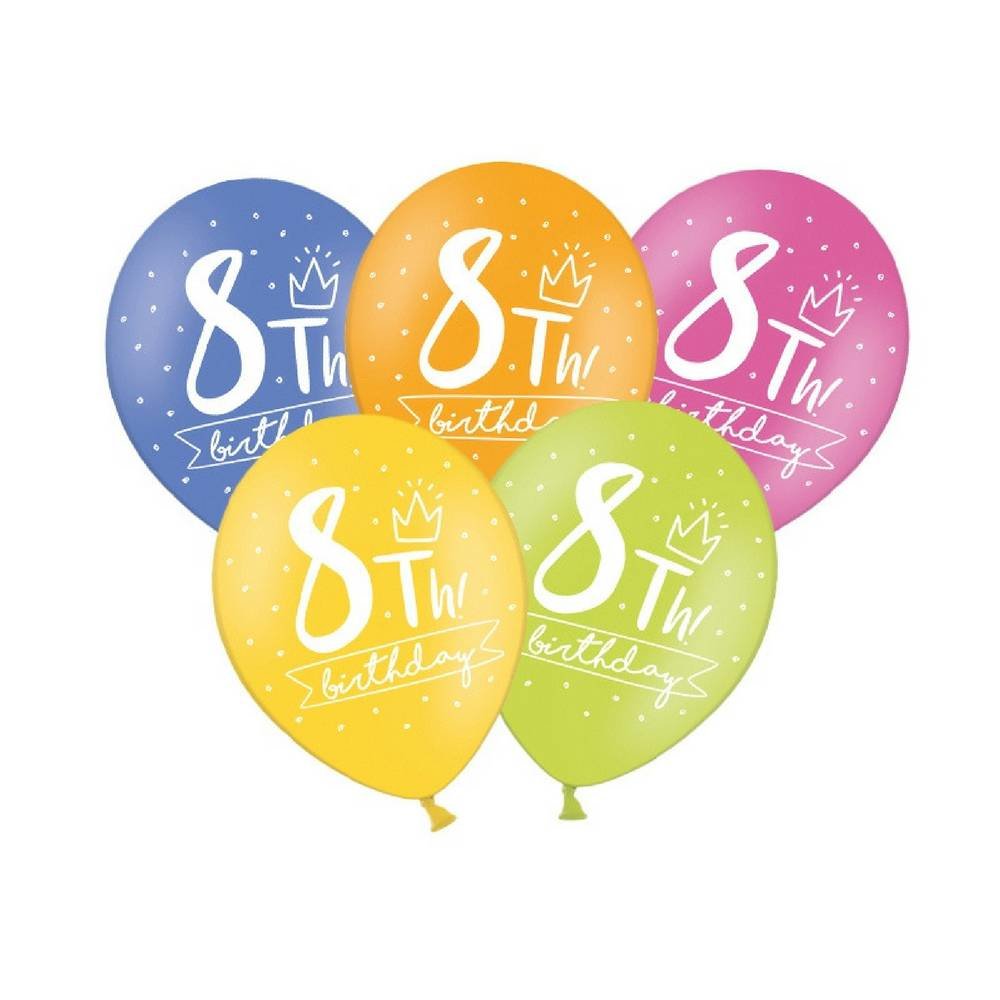 8 Jaar Ballonnen Assorti - 6 stuks - 30 cm