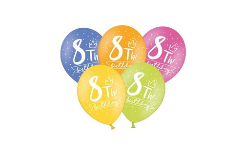 8 Jaar Ballonnen Assorti - 6 stuks - 30 cm