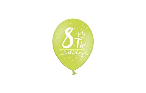 8 Jaar Ballonnen Assorti - 6 stuks - 30 cm