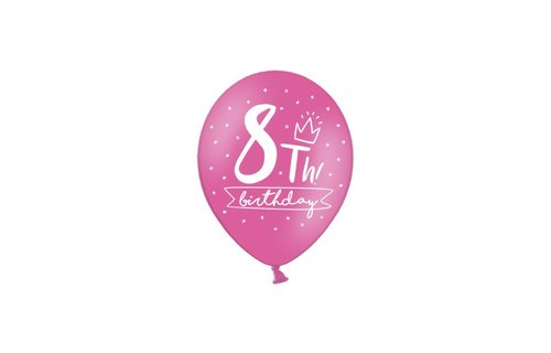 8 Jaar Ballonnen Assorti - 6 stuks - 30 cm