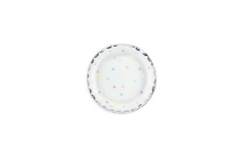 Bordjes Sterren Pastel en Zilver - 6 stuks - 18 cm