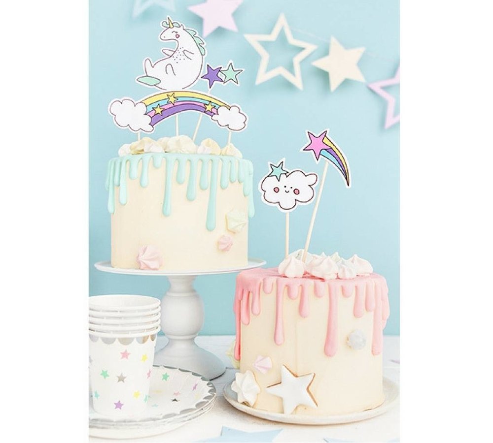 Bekertjes Sterren Pastel en Zilver - 6 stuks - 18 cm