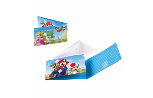 Super Mario Uitnodigingen - 8 stuks - Super Mario Party