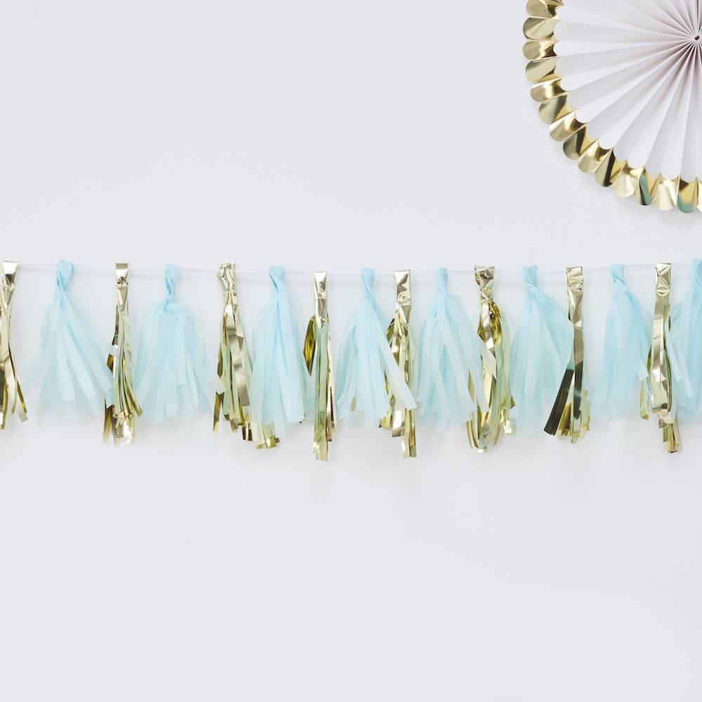 Tasselslinger Blauw & Goud - 16 tassels