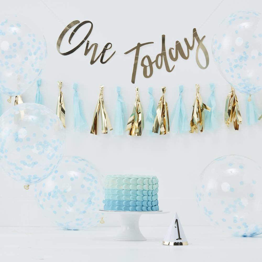 1 Jaar Cakesmash Kit Blauw - set van 8 items - Feestpakket