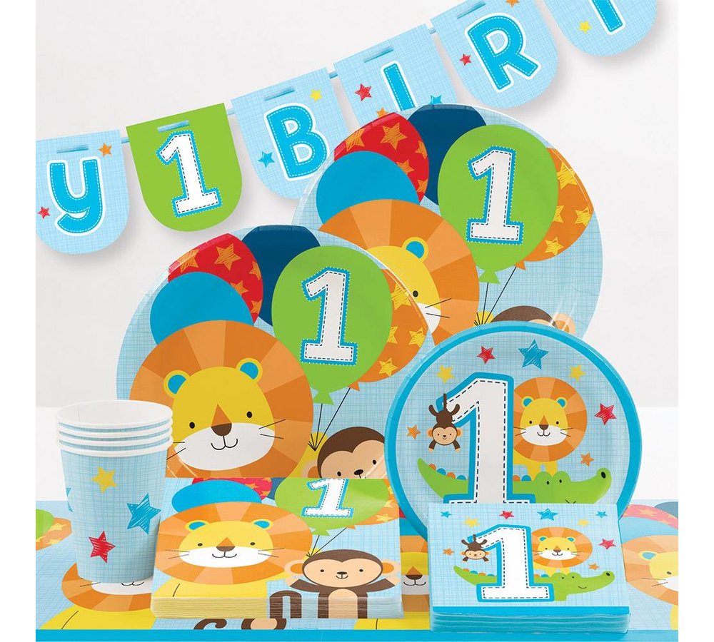 1 Jaar Safari Fun Jongen Slinger 'Happy 1 Birthday' - 2,4 meter