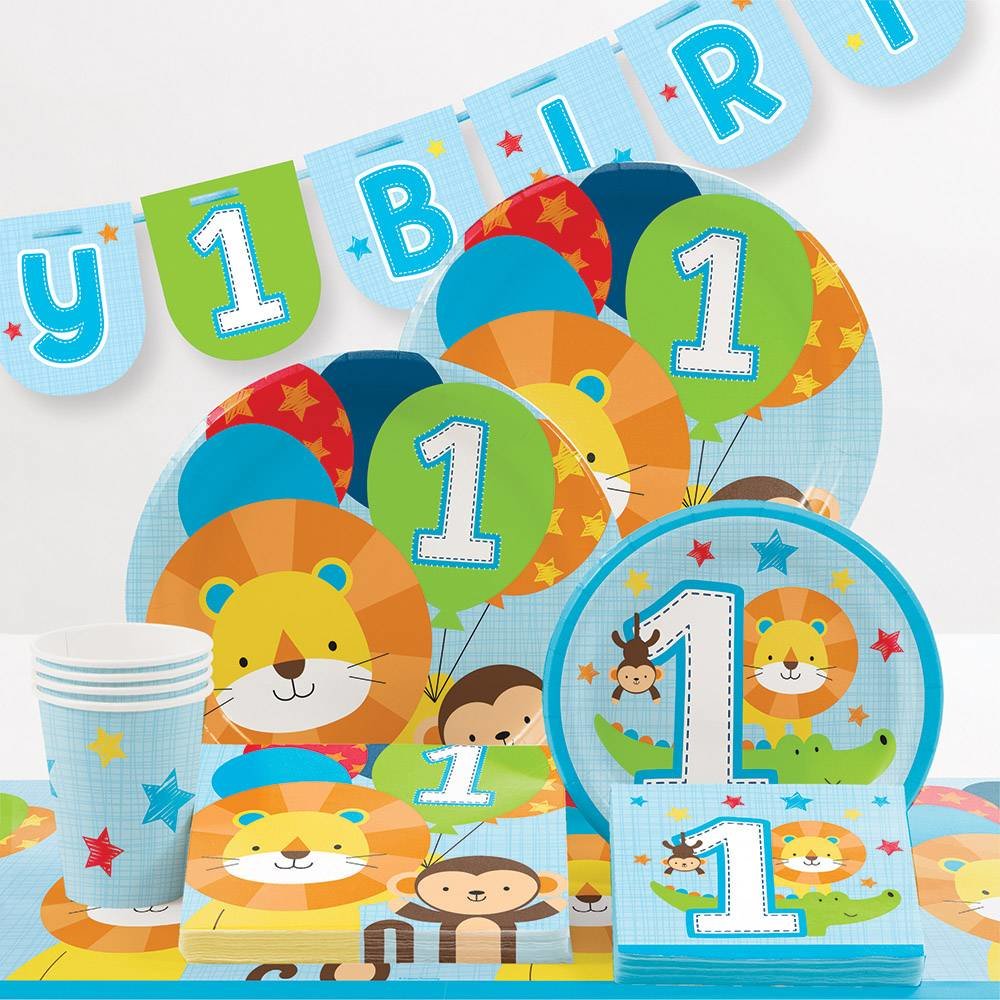 1 Jaar Safari Fun Jongen Hangdecoraties - 5 stuks