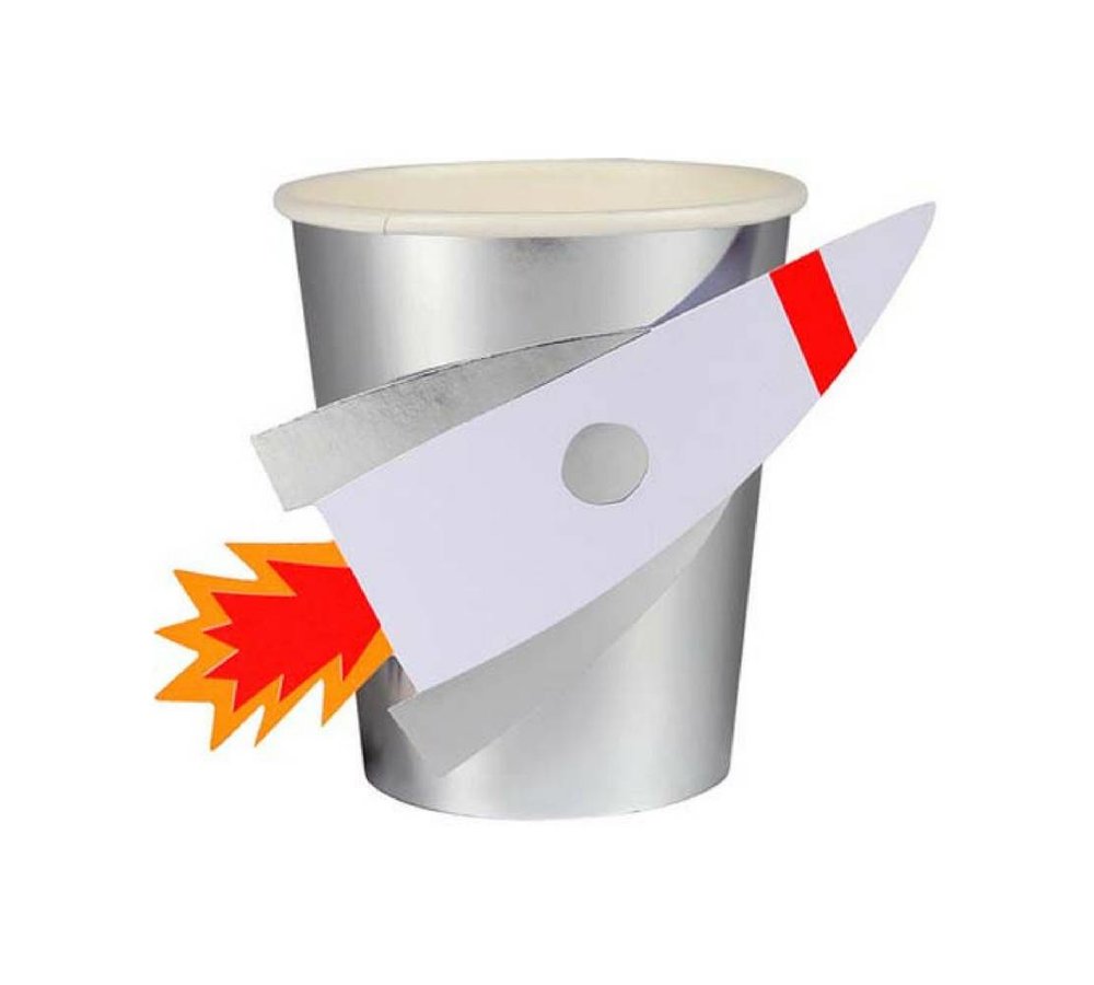 Space Raket Bekers - 8 stuks - To the Moon feestartikelen