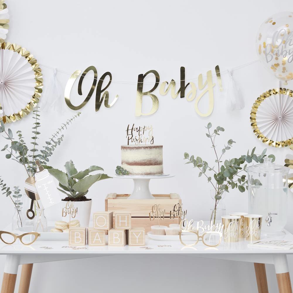 Oh Baby! Cake Topper 'Happy Pushing' - per stuk - Taarttopper