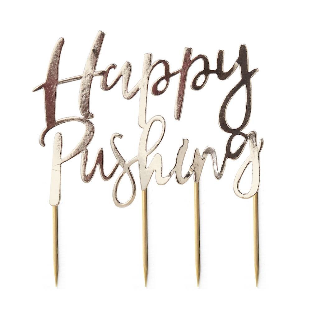Oh Baby! Cake Topper 'Happy Pushing' - per stuk - Taarttopper