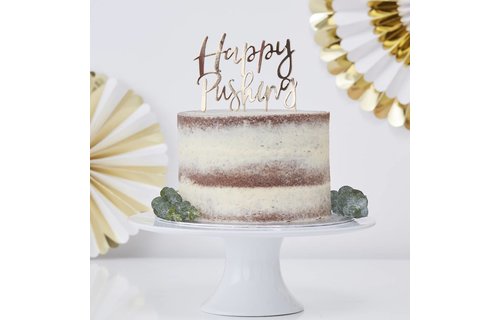 Oh Baby! Cake Topper 'Happy Pushing' - per stuk - Taarttopper