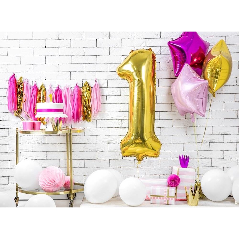 1 Jaar Kaarsje Goud & Glitter - per stuk - 7 cm