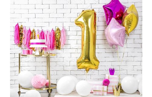 1 Jaar Kaarsje Goud & Glitter - per stuk - 7 cm