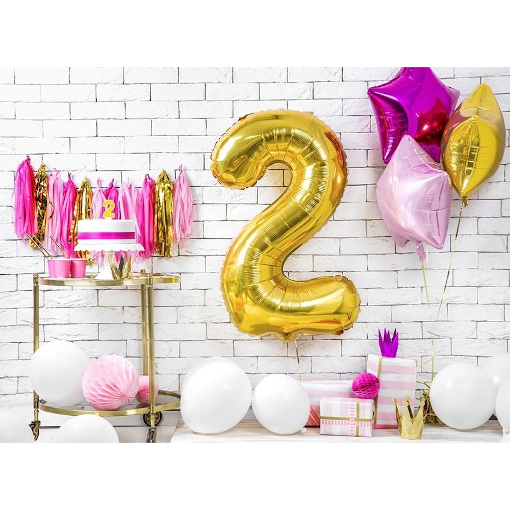 2 Jaar Kaarsje Goud & Glitter - per stuk - 7 cm