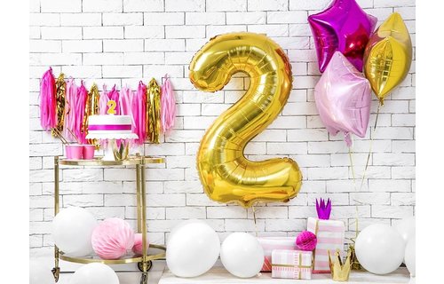 2 Jaar Kaarsje Goud & Glitter - per stuk - 7 cm