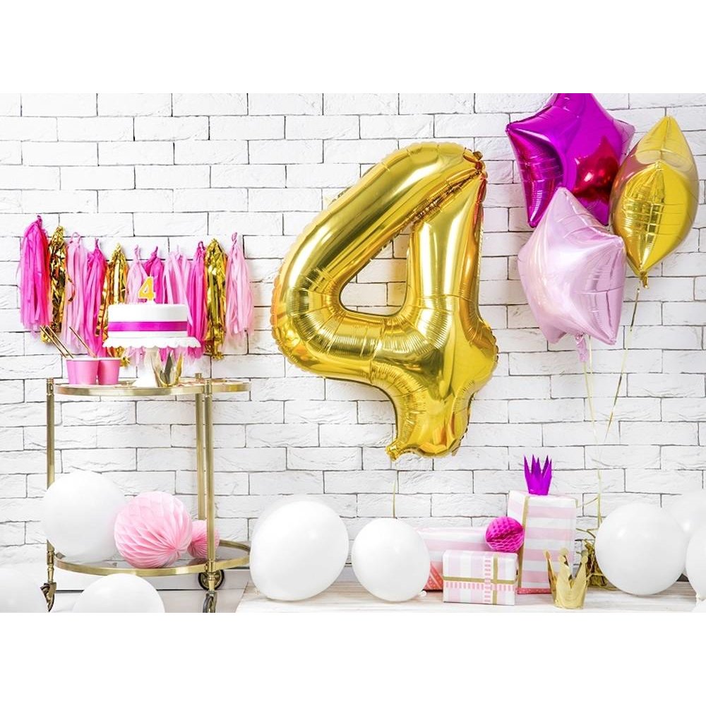 4 Jaar Kaarsje Goud & Glitter - per stuk - 7 cm