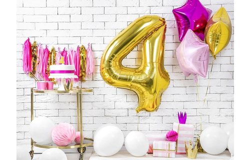 4 Jaar Kaarsje Goud & Glitter - per stuk - 7 cm
