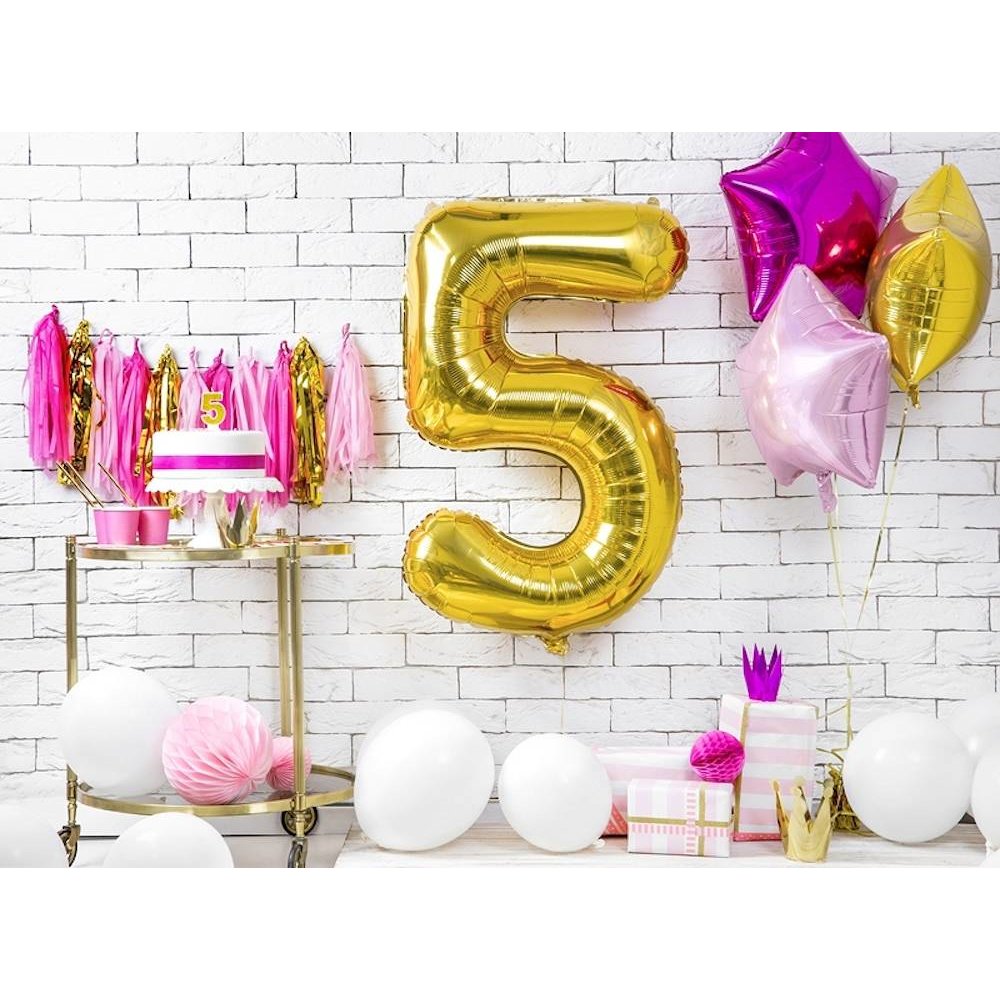 5 Jaar Kaarsje Goud & Glitter - per stuk - 7 cm