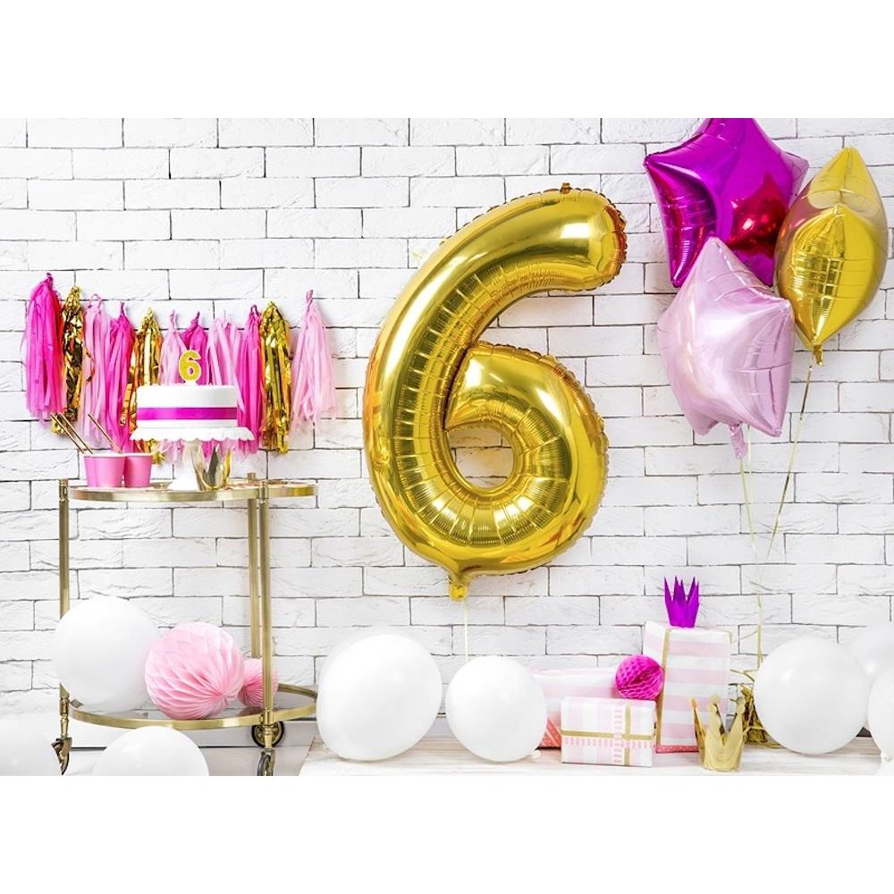 6 Jaar Kaarsje Goud & Glitter - per stuk - 7 cm