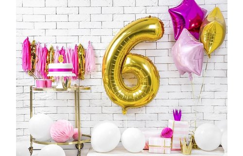 6 Jaar Kaarsje Goud & Glitter - per stuk - 7 cm