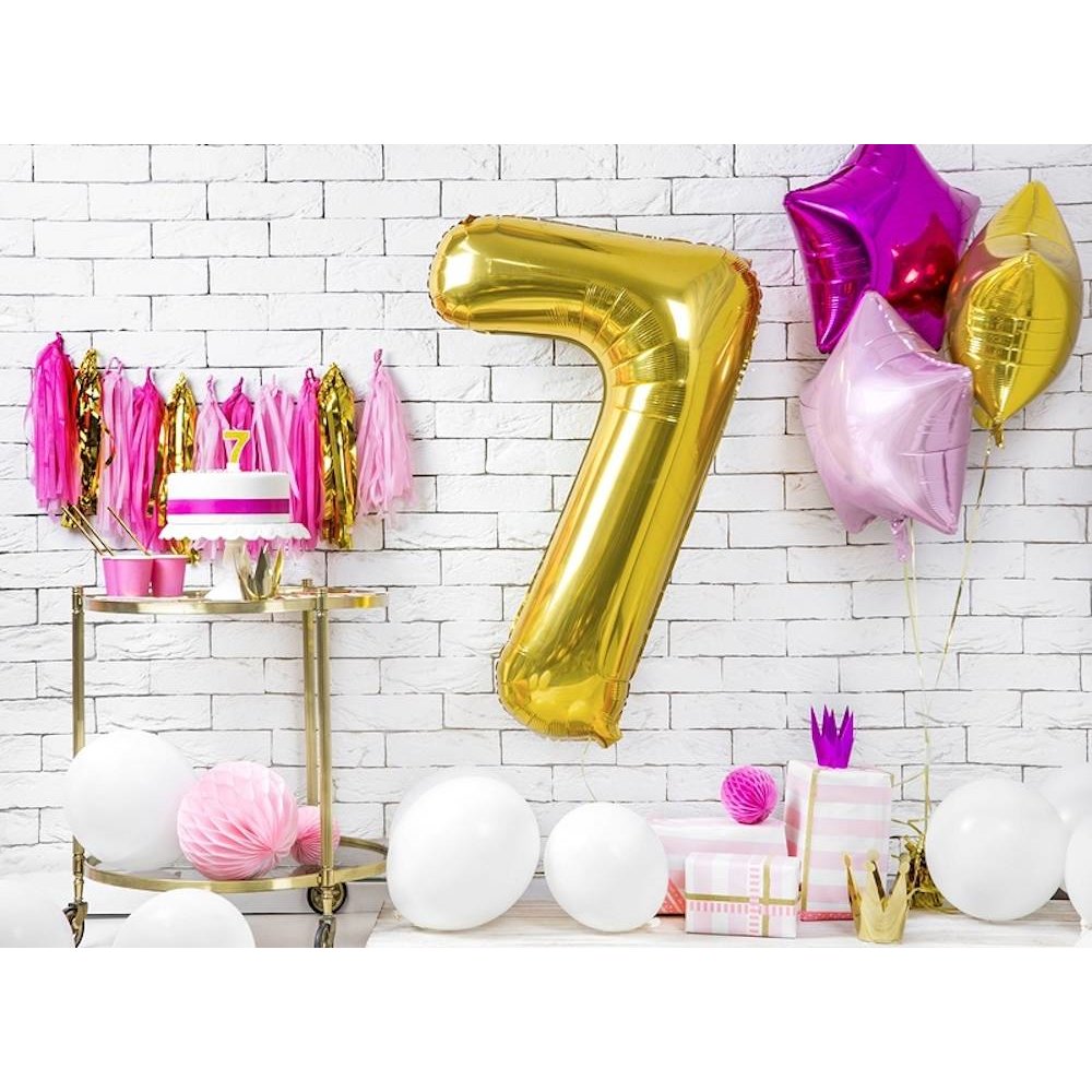 7 Jaar Kaarsje Goud & Glitter - per stuk - 7 cm
