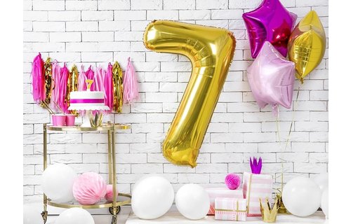 7 Jaar Kaarsje Goud & Glitter - per stuk - 7 cm