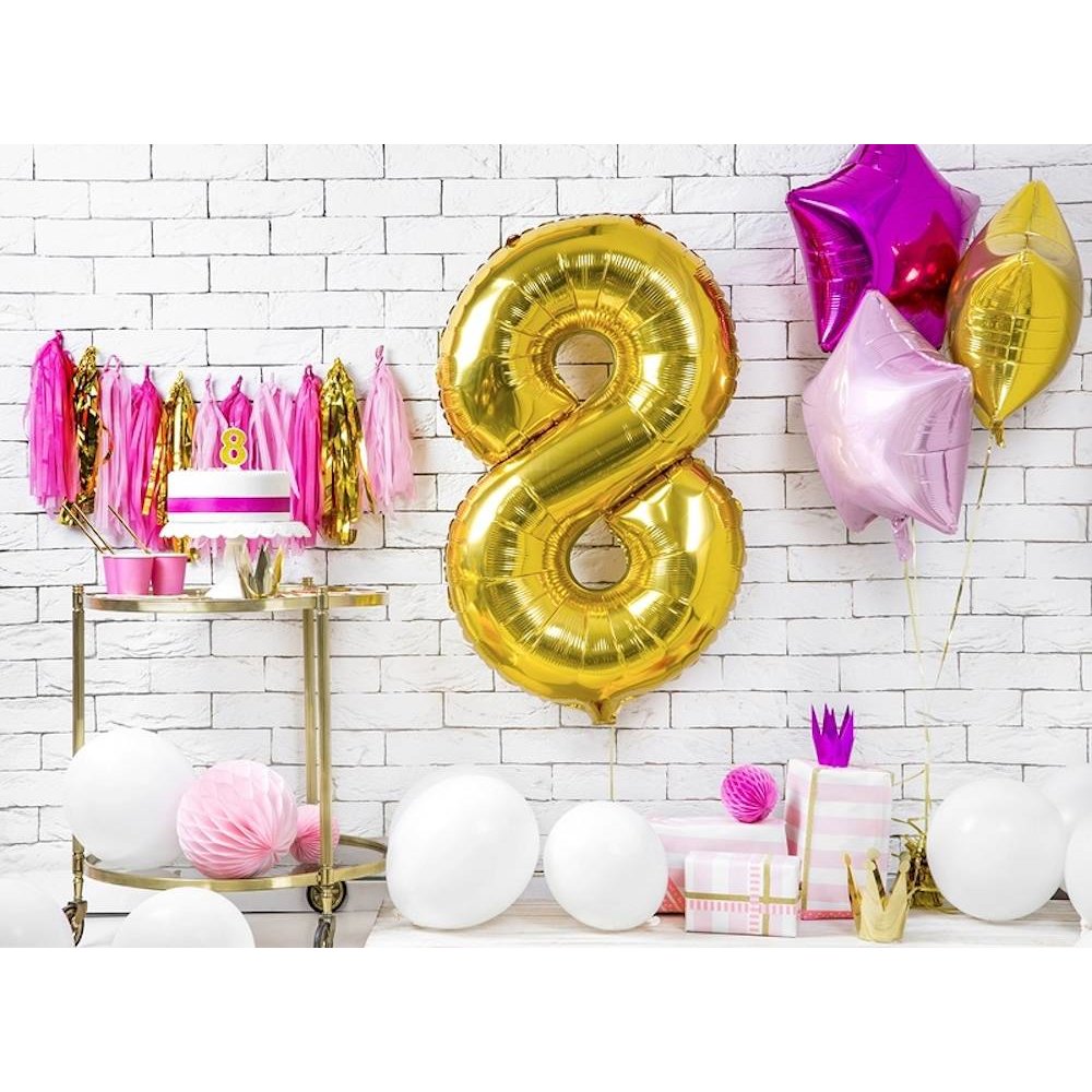 8 Jaar Kaarsje Goud & Glitter - per stuk - 7 cm