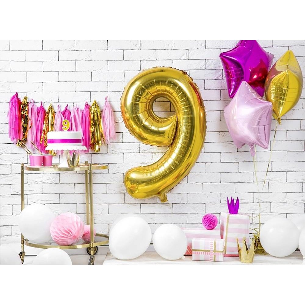 9 Jaar Kaarsje Goud & Glitter - per stuk - 7 cm