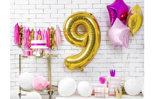 9 Jaar Kaarsje Goud & Glitter - per stuk - 7 cm