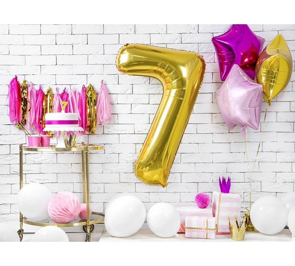 XL Cijfer 7 Folieballon Goud - 86 cm
