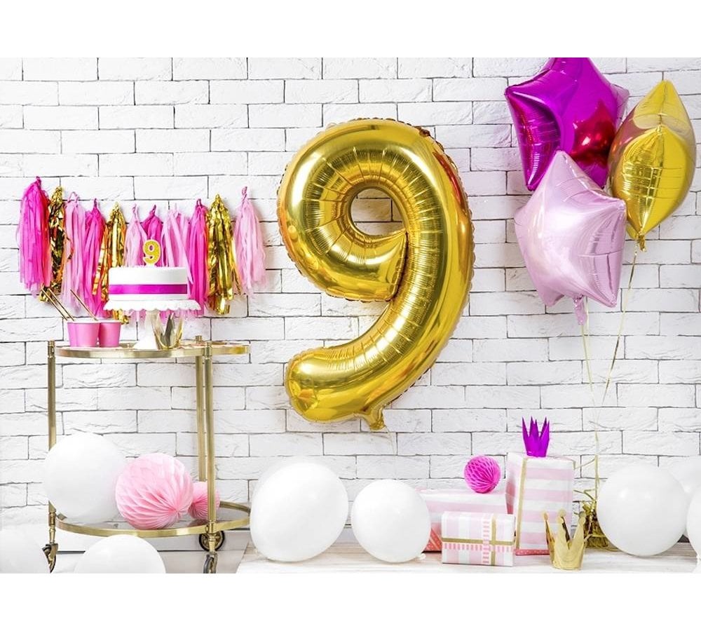 XL Cijfer 9 Folieballon Goud - 86 cm