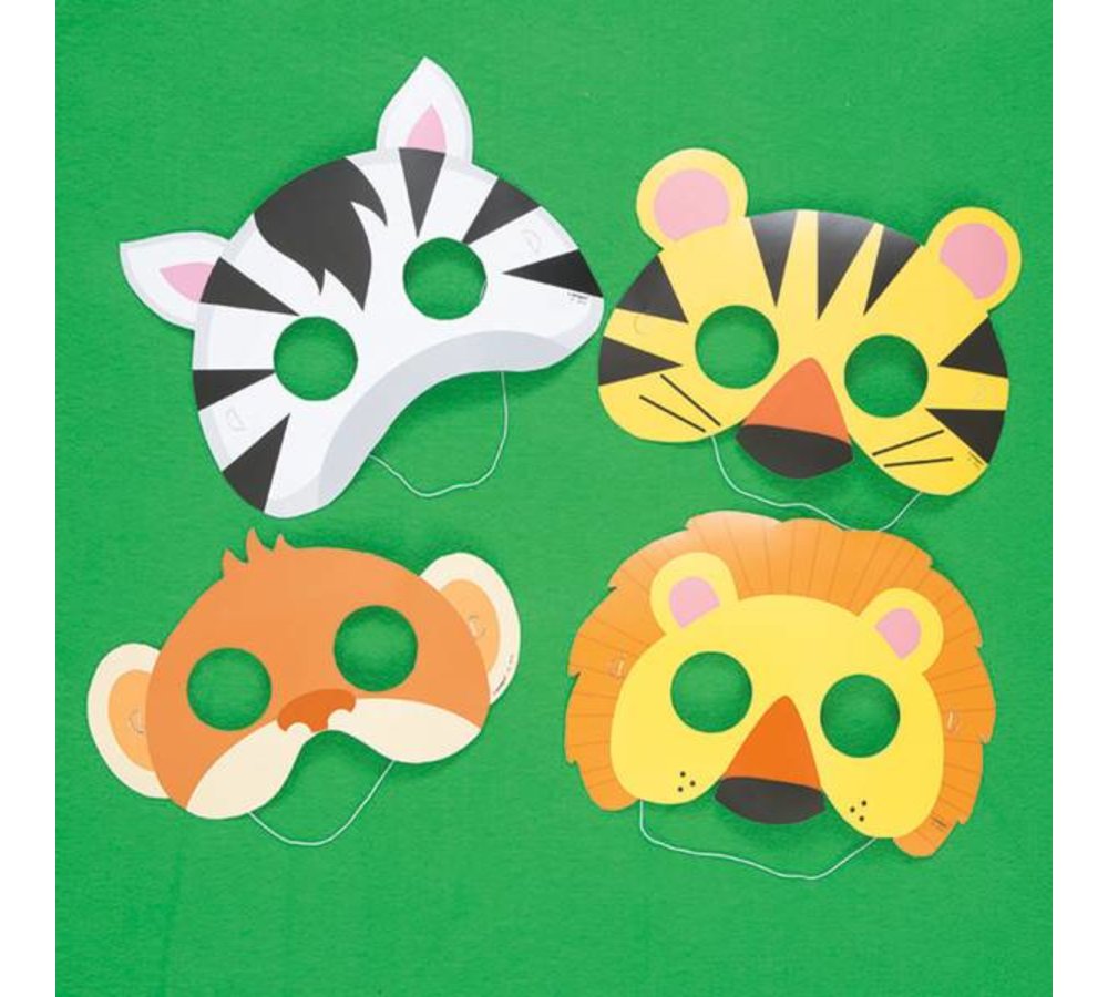 Jungle Dieren Maskers - 8 stuks - 4 designs