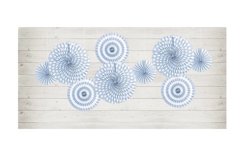 Waaiers Lichtblauw met Prints - 3 stuks - 3 maten