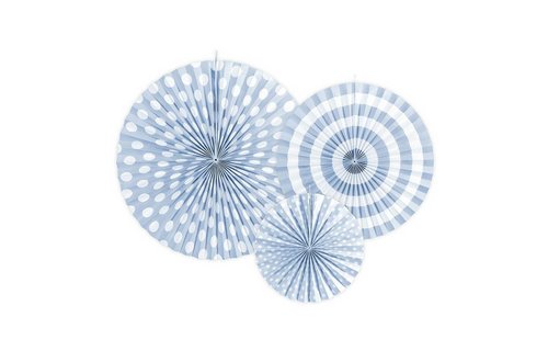 Waaiers Lichtblauw met Prints - 3 stuks - 3 maten
