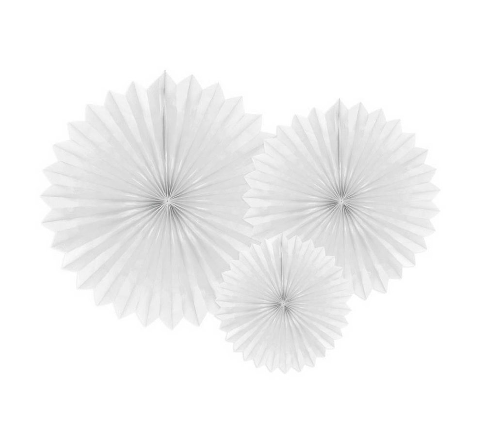 Papieren Waaiers Wit - 3 stuks - 3 maten - Tissue Fans