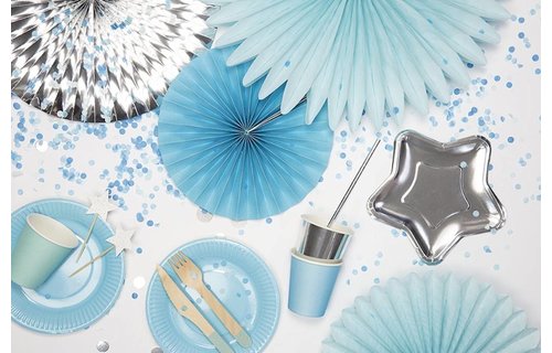 Papieren Waaiers Lichtblauw - 3 stuks - 3 maten - Tissue Fans