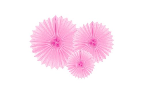 Papieren Waaiers Lichtroze - 3 stuks - 3 maten - Tissue Fans
