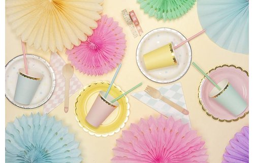 Papieren Waaiers Lichtroze - 3 stuks - 3 maten - Tissue Fans
