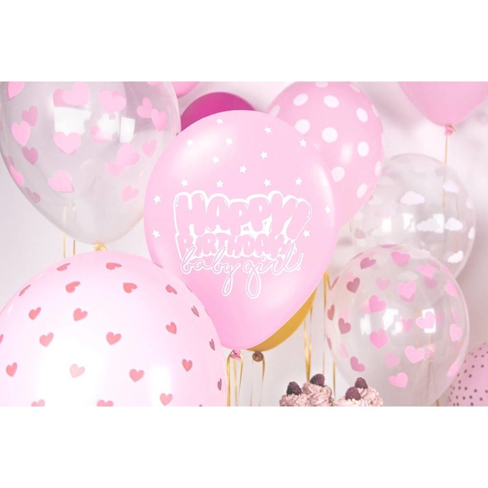 Polka Dots Ballonnen Lichtroze met Witte stippen - 6 stuks