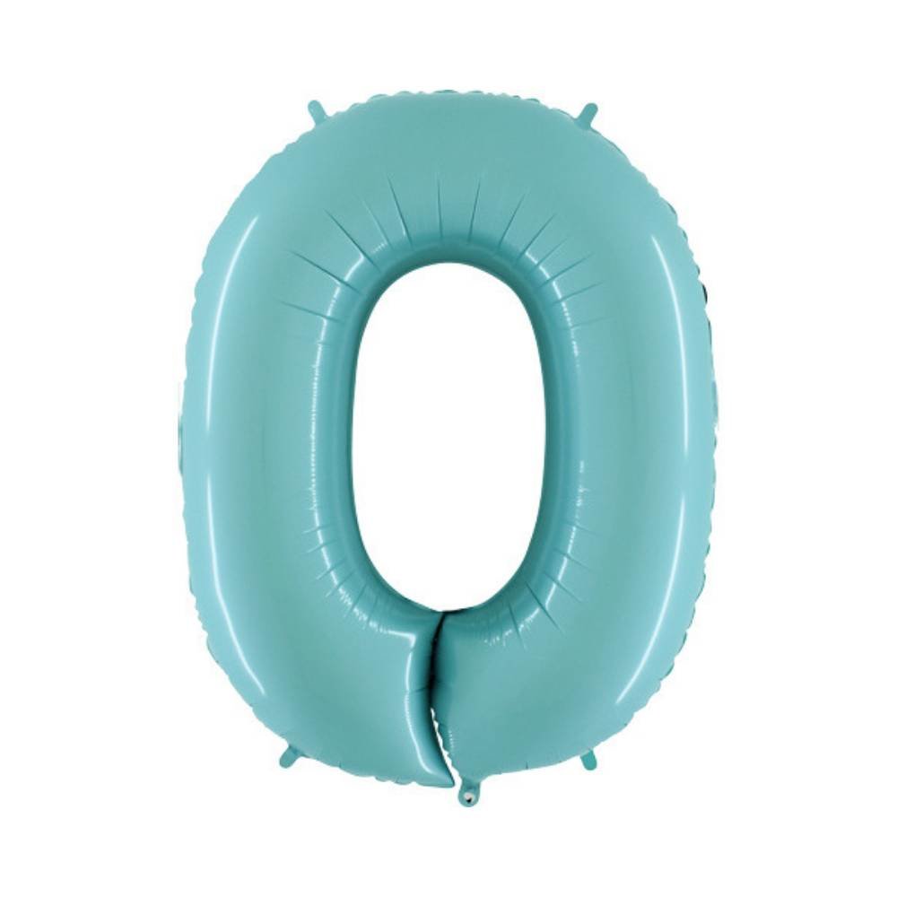 XL Cijfer 0 Folieballon Mint - 101 cm