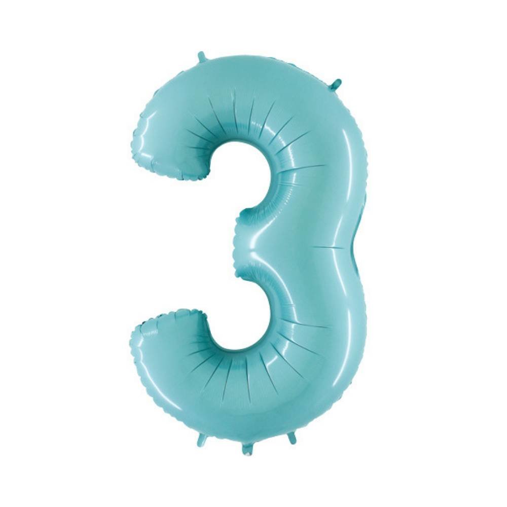 XL Cijfer 3 Folieballon Mint - 101 cm