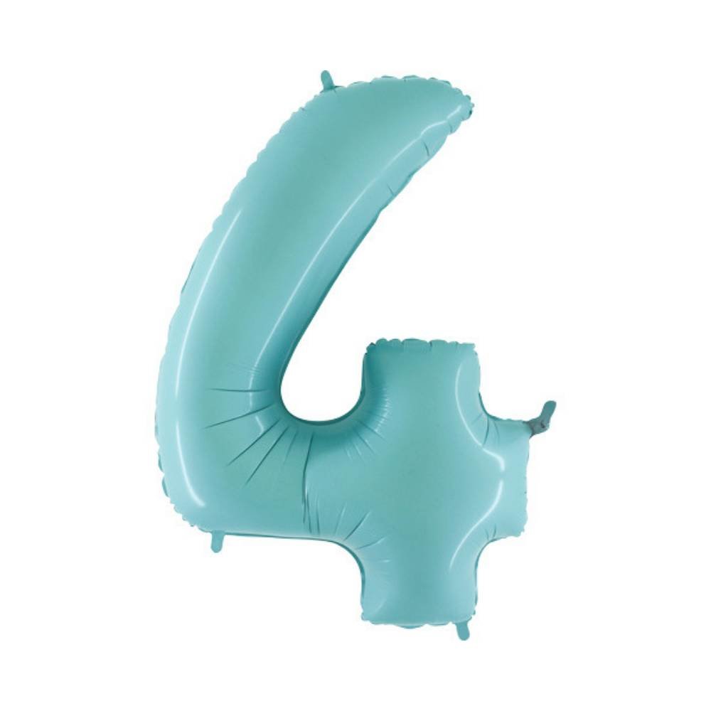 XL Cijfer 4 Folieballon Mint - 101 cm