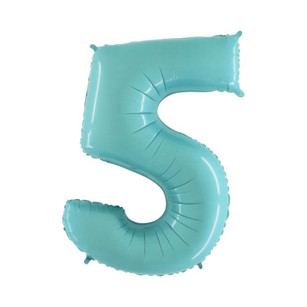 XL Cijfer 5 Folieballon Mint - 101 cm