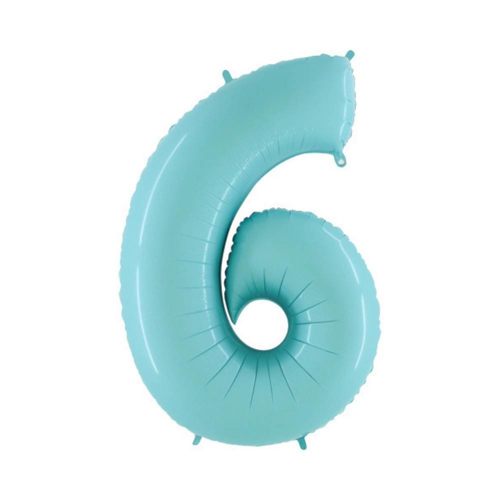 XL Cijfer 6 Folieballon Mint - 101 cm
