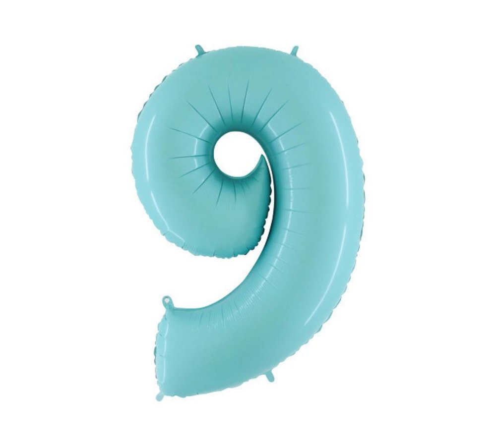 XL Cijfer 9 Folieballon Mint - 101 cm