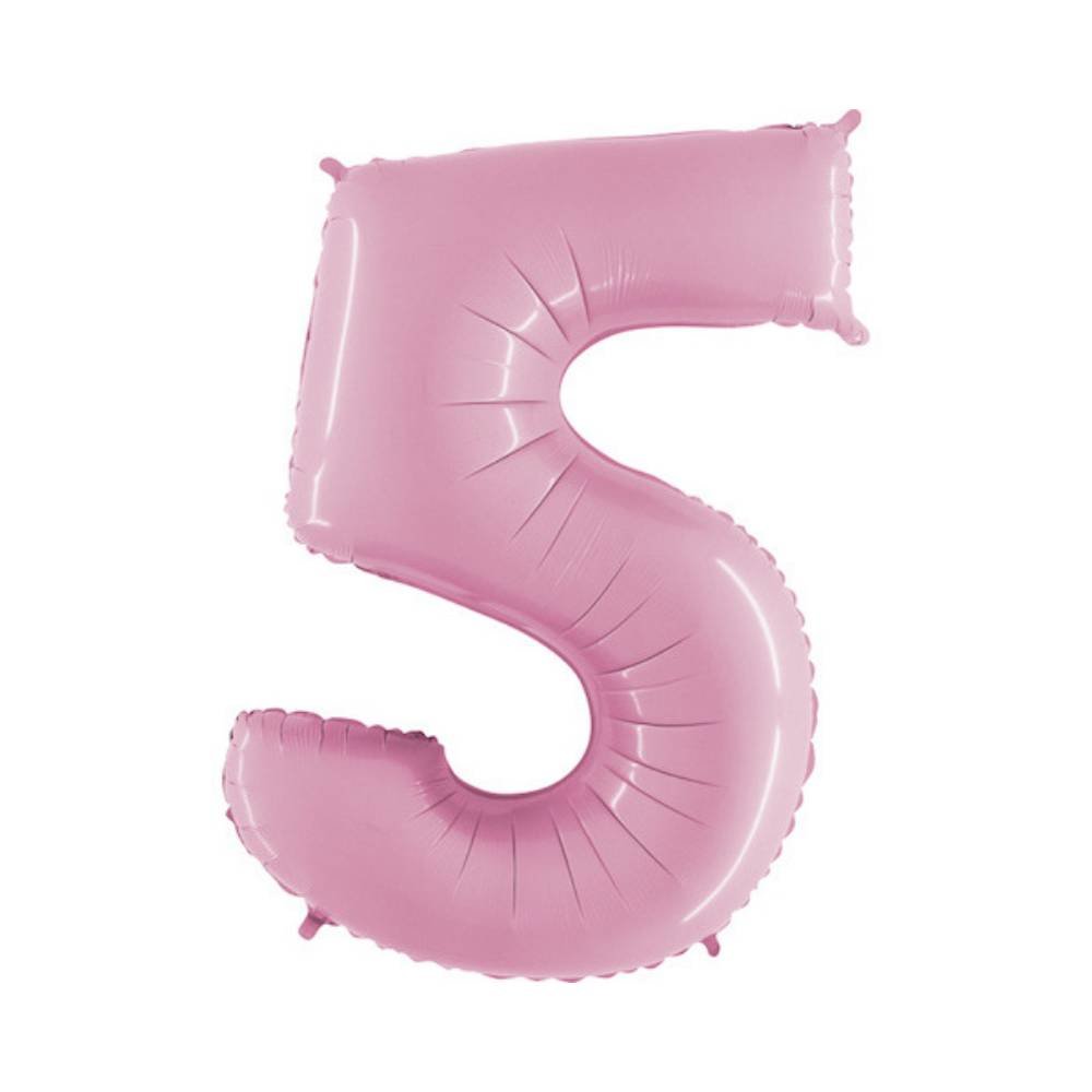 XL Cijfer 5 Folieballon Pastel Roze - 101 cm