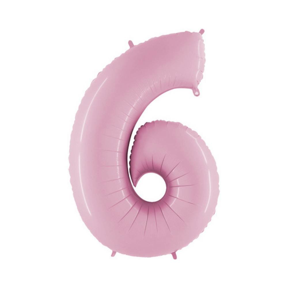 XL Cijfer 6 Folieballon Pastel Roze - 101 cm